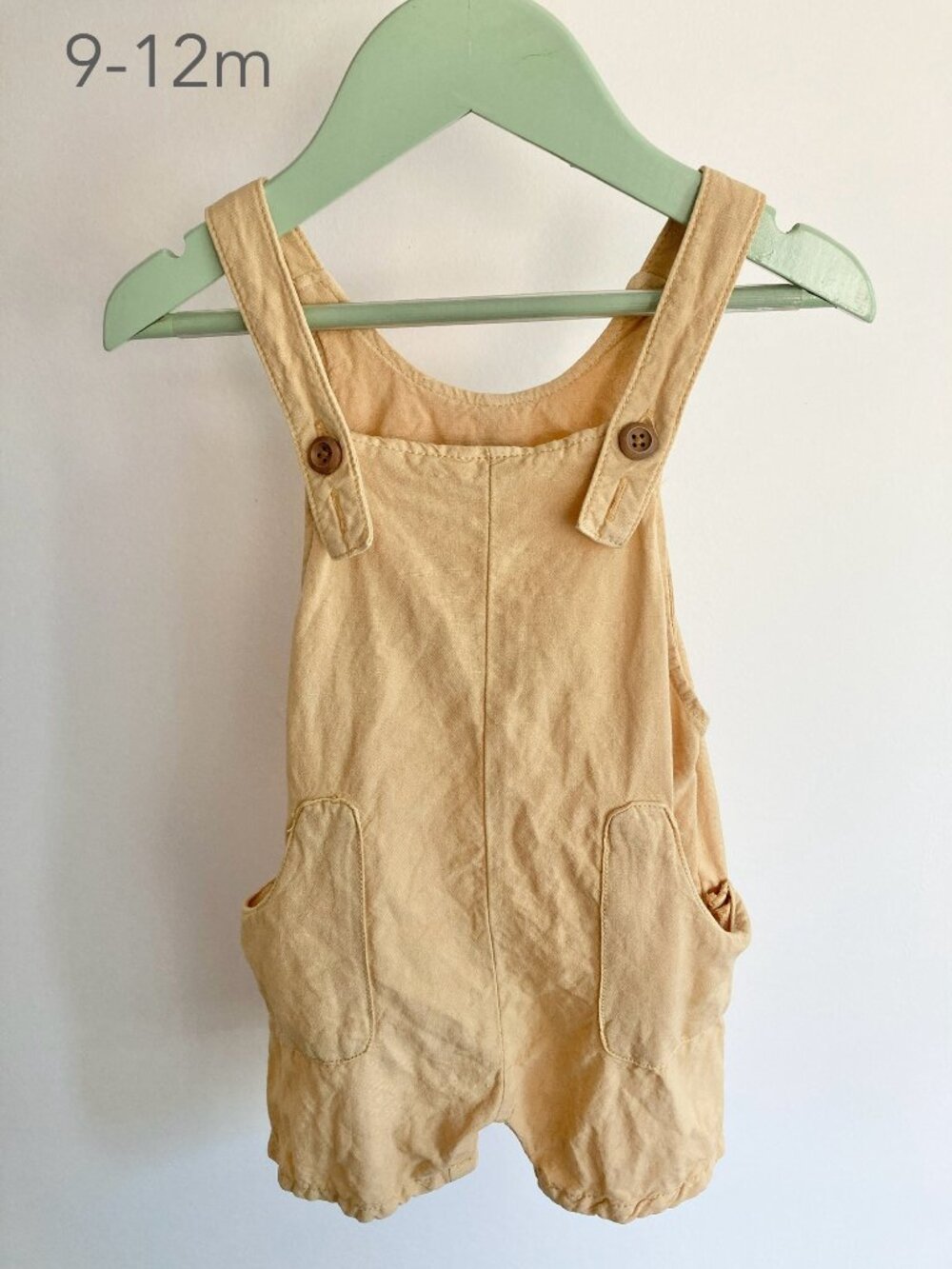 🪴5/$30 Zara 9-12 Months Baby Orange Yellow Button Shortalls Overalls Summer